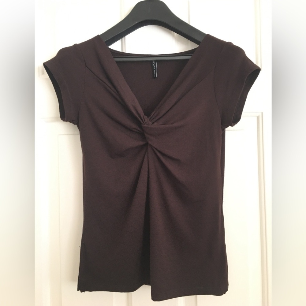 Dark Brown Twist Front Top Size SM So Soft ~ Cha Cha Vente Made In USA